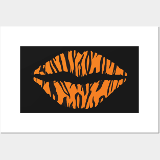 Black and Orange Tiger Lips Posters and Art